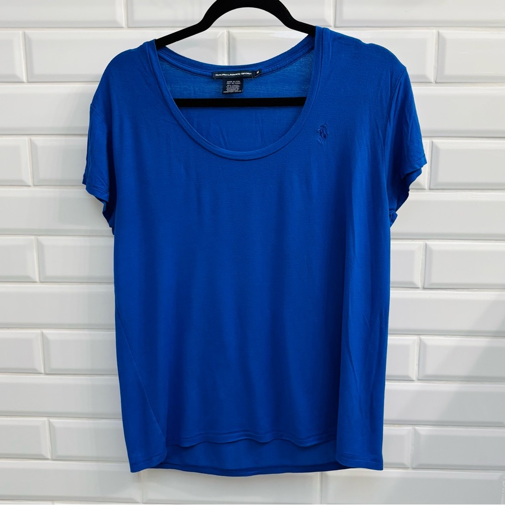 Ralph Lauren Sport Women’s Medium Blue Short Sleeve Scoop Neck Shirt